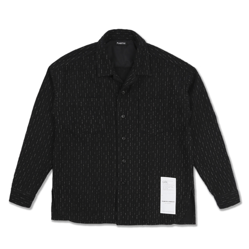 Open collar  oversize shirt /stripe  black(soldout)