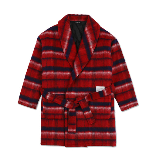 stripe wool gown coat/ rad