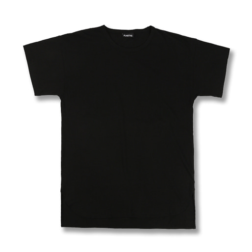 Layerde long round t-shirt / black