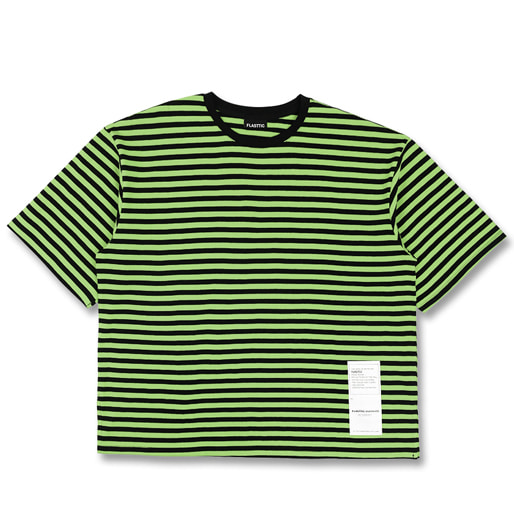 Stripe over fit box t-shirt / yellow green