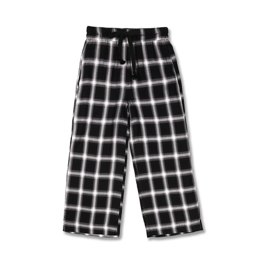 Pajama wide check pants / black 