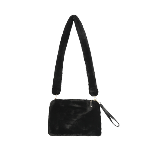 fur clutch bag/black