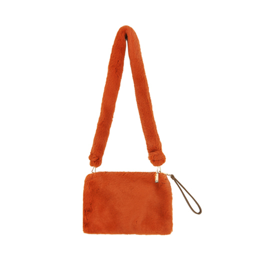 fur clutch bag/orange