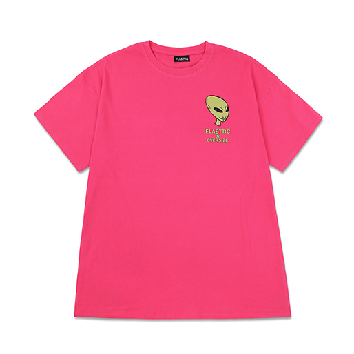 reflective logo round print t-shirts/alien pink