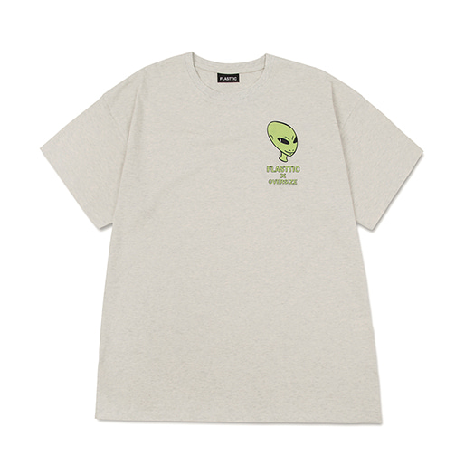 reflective logo round print t-shirts/alien otmeal