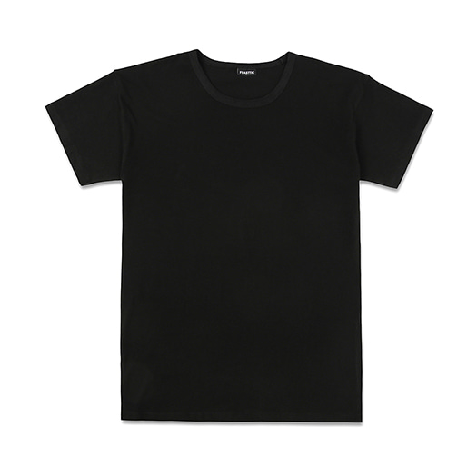 round  u-neck long t-shirts/black