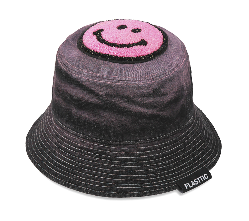 flasttic smile patch bucket hat/black(2차입고완료)