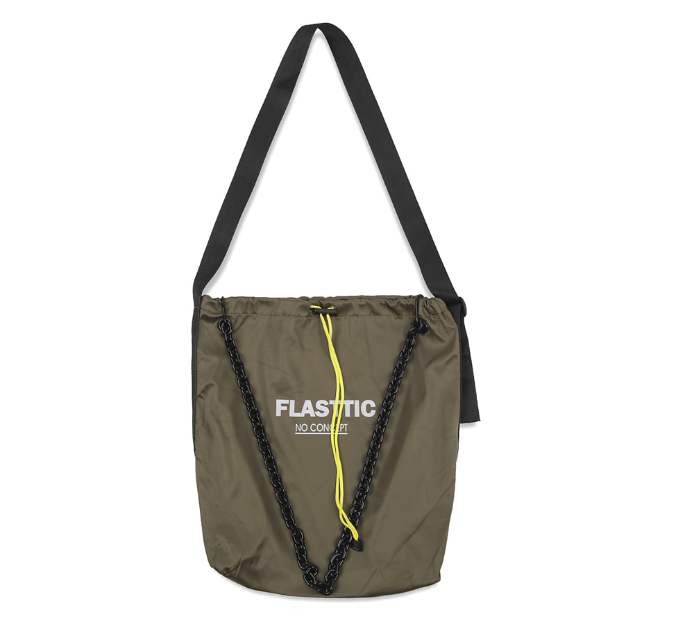 flasttic nylon logo cross chin bag/khaki